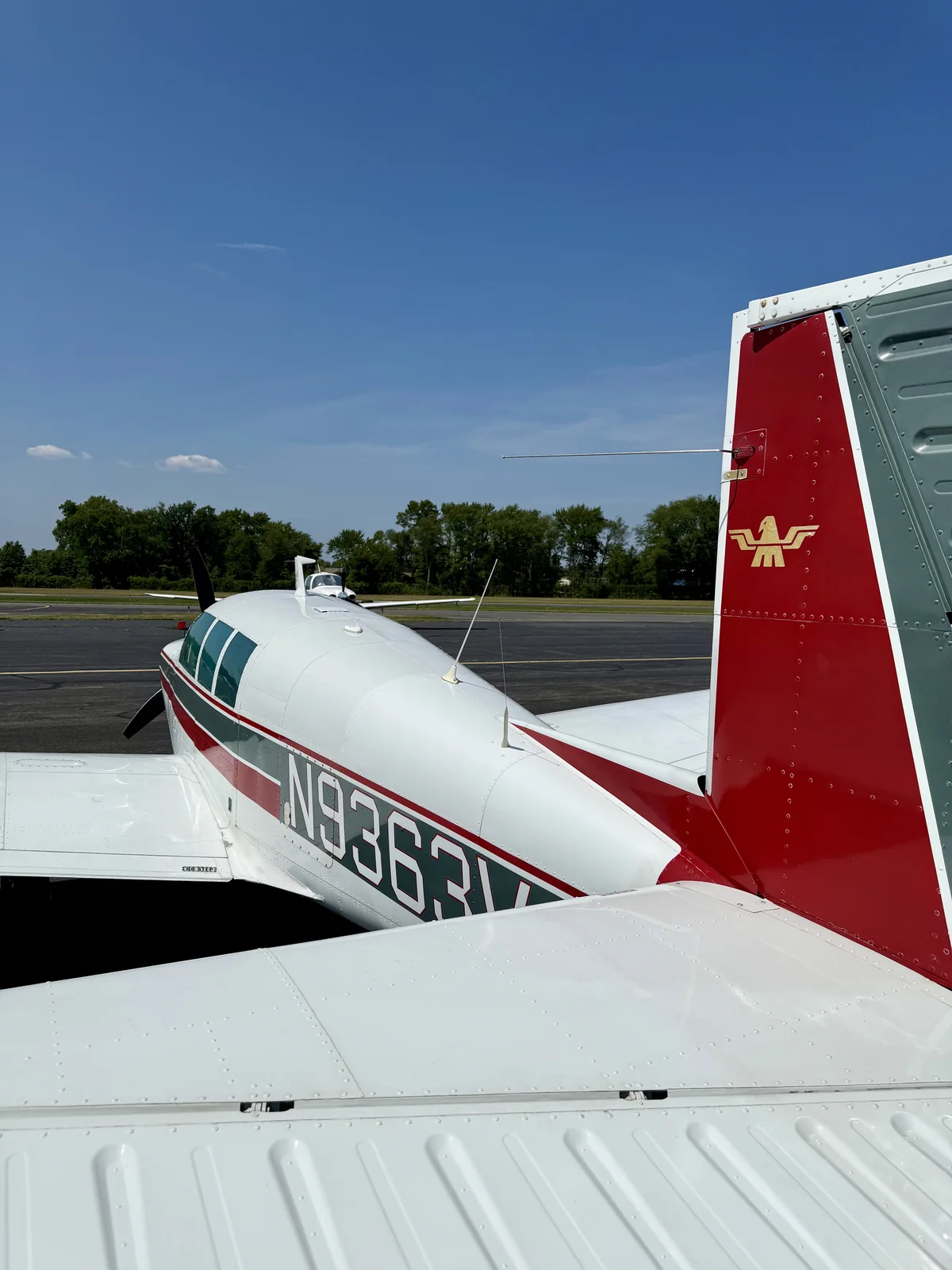 N9363V vertical stabilizer with the Mooney logo