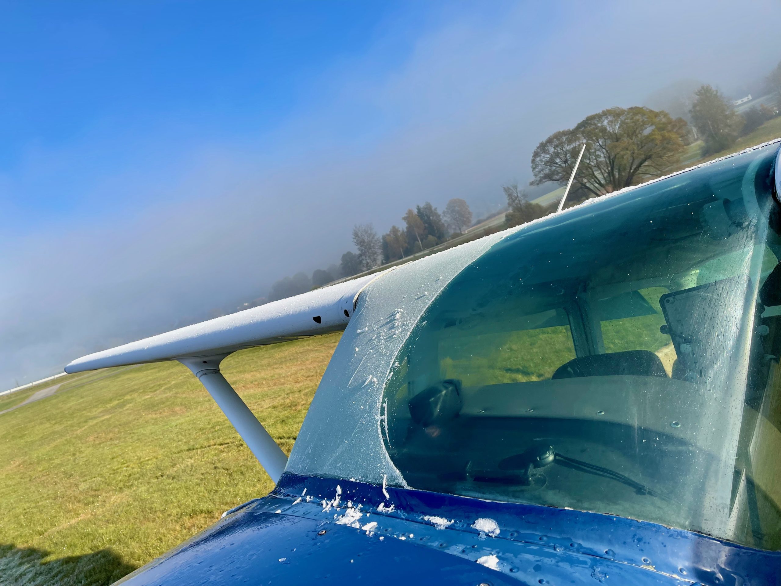 Safety first – took a while to get all the frost off the wings and windshield
