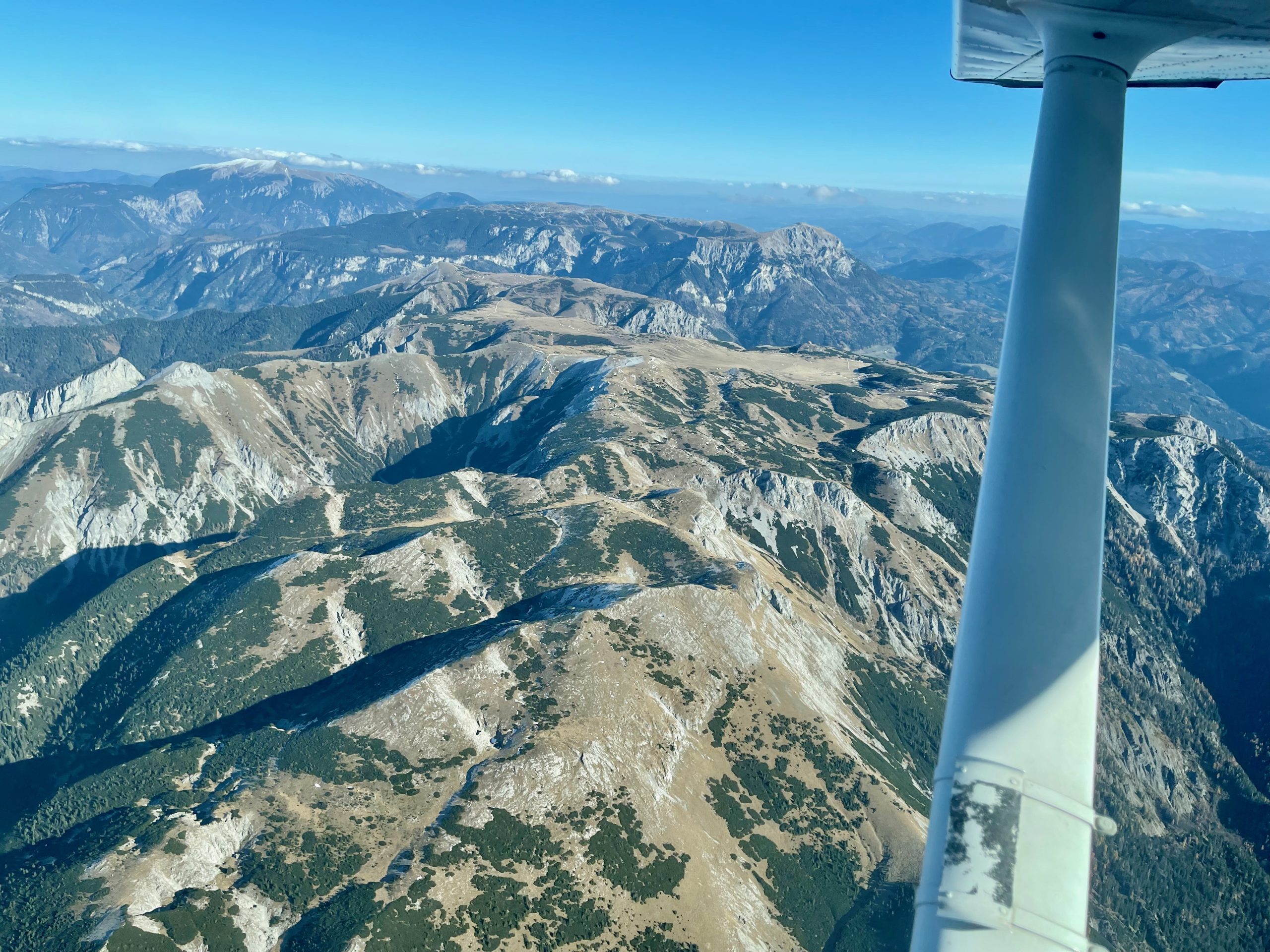 Crossing the lower ridges of the Alps at 9,000ft